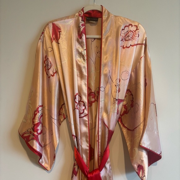 Natori Light Pink Floral Satin Kimono Robe Small Intimates Sleepwear - Picture 8 of 12